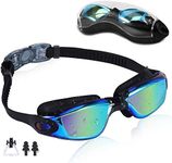 Rapidor Swim Goggles for Men Women Teens, Anti-Fog Leak-Proof, RP905 Series Multiple Choices (Black- Mirrored Lenses)