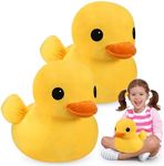 Leyndo 2 Pcs Giant Plush Yellow Duck Huggable Stuffed Animal Toy Soft Duck Stuffed Animals Plush Pillow Animal Dolls for Boys Girls Birthday Gift Party Sofa Decoration Bedroom (11.8 Inch)…