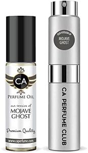CA Perfume Duo Impression of Mojave Ghost For Women & Men Eau de Parfum Refillable Atomizer Sprayer + Fragrance Body Oil Travel Size Roll-On 0.27 Fl Oz+0.33 Fl Oz