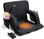 Heated Stadium Seat for Bleachers ? USB Battery Included - Upgraded 3 Levels of Heat - Foldable Chair -Cushioned Back & Arm Support, 4 Pockets for Snacks, Cup Holder - for Camping, Games & Sports