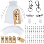 Hicarer 120 Pieces Angel Design Keychain Favors Set, Metal Angel Pendant Keychain Key Ring, Thank You Kraft Tags, Organza Bags, Baptism Favors for Baby Shower, Bridal Shower, Wedding Party Supplies