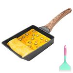 Bobikuke Tamagoyaki Pan, Japanese Omelette Pan Nonstick Rectangle Small Frying Pan, Gas Stove and Induction Hob Compatible - Black