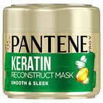 Pantene Smooth and Sleek Hair Mask, Keratin Hair Mask, Up to 72H of Smooth and Shiny Hair in 1 use, 300 ml