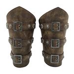 Medieval Arm Guards Buckle Leather Armour Retro Wrist Gauntlets Viking Bracers Arm Cuff LARP Archery Gothic Leather Costume Bracer Viking Accessories Renaissance Arm Guards (Bronze) One Size