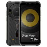 Ulefone ARMOR 16 PRO Android 12 Rugged Smartphone, 122dB Loudest Speaker, 9600mAh Battery, Glare Flashlight, 16MP+8MP Camera, 4GB+64GB, 5.93" IP68 Waterproof Mobile Phone, 3-Card Slot, NFC GPS Black