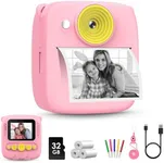 Kids Instant Print Camera with Paper Prints, 2.0'' HD 1080P Video Portable Digital Kids Camera, Toddler Camera Birthday Gifts Toy Camera with 32GB SD Card for 3-12 Years Old Boys Girls