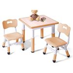 LAYAONE Kids Table and 2 Chairs Set - Height Adjustable Toddler Study Table and Chair Set, Kid Size for Ages 3-8 Children - Graffiti Desktop, Easy to Wipe/Arts & Crafts - Homes/Classrooms/Daycare