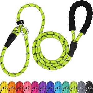 TagME Slip Leads for Dogs, 6 FT Heavy Duty Slip Leash with Padded Handle, Strong Rope No Pull Pet Training Leash for Large Dogs,Green