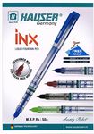 Hauser Inx Liquid Ink Fountain Pen | Cushiones Nib For Break Free Writing | German Technology With 3 Times More Ink | Free 2 Pcs 2XL Ink Cartridges with Each Pack | Blue Ink, Pack Of 8 Fountain Pens