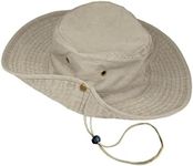 TOSKATOK UPF 50 + Boys Kids Safari Outback Australian Style Cotton Bush Sun Protection Hat with Wide Brim, Detachable Chin Strap, Side Press Studs and Air Vents-STONE-54
