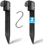 MONTX® Steel Torch Stakes - 2 Pack Heavy Duty Outdoor Torch Stand Stake for Tiki Torches, Poles - Replacement Stakes for Solar Lights - Metal Ground Spike - Complete with 3 Steel S Hooks