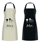 ETLEE Mr. & Mrs. Couple Aprons Set（2PCS） Adjustable Kitchen Cooking Bib Apron Wedding Anniversary Engagement Bridal Shower Gift For Couples and Newlyweds