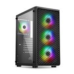 Ant Esports 211 Air Mid-Tower Computer Case/Gaming Cabinet - Black | Support ATX, M-ATX, ITX | Pre-Installed 3 x 120mm ARGB Front Fan & 1 x 120mm ARGB Rear Fan