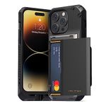 VRS DESIGN Damda Glide Pro Phone Case for iPhone 14 Pro, Sturdy Semi Auto Wallet [4 Cards] Case Compatible for iPhone 14 Pro Case (2022) (Matte Black)