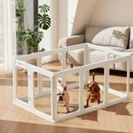 Gardner Pet Clear Acrylic Dog Playpen, 24" H 10 Planes Transparent Dog Fence Indoor, Sturdy Pet Pen for Puppy/Small Dog/Rabbit/Cat/Pig, Easy Assemble & Cleaning Plastic Whelping Box Enclosure, White