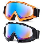 MAMBAOUT Adult Dirt Bike Goggles, 2-Pack ATV Motorcycle Goggles for Men & Women, Wide Vision Riding Off-Road Goggles