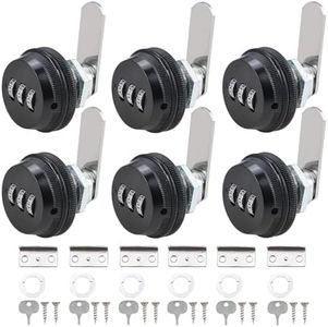 RealPlus Combination Cam Locks 3/4" Cylinder Cabinet Lock Security Combi-Cam Locks Password Coded Lock Secure Files Drawers RV Storage Locks (6 Pack, Black)