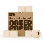Naked Paper Recycled Toilet Roll (Pack of 48 Loo Rolls) – Unbleached Toilet Paper – Seriously Soft and Strong, 320 Sheets Each – Plastic-Free, Sustainably Produced and Safe for Delicate Skin