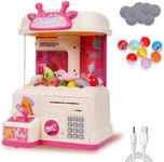 Kimiangel Mini Claw Machine for Kids - Prizes Vending Machines for Girls and Boys, Electronic Arcade Claw Game with Toy Ball, Piggy Bank, Game Bank Notes and Coins