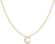 KICKGY Initial Necklaces for Women, Dainty Gold Letter Necklace 14k Gold Plated Personalized CZ Initial Necklace Monogram Name Choker Necklace for Women Trendy Gold Jewelry for Women Gifts, Brass, No