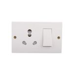 Anchor by Panasonic Polycarbonate 20 Amp Penta Combined 2-Hole Box with Switch (White) (14616/14310)