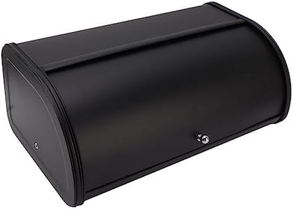 Ayayu Modern Industrial Minimalistic Black Metal Bread Box, Rectangular, 43.5 cm (L) x 18 cm (W) x 27 cm (H), Roll Up Lid, Bread Bin