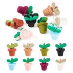 Crafans 8Pcs Potted Plant Silicone Focal Beads 3D Leaf Pot Soft Rubber Beads 8 Colors Beaded Pen Accessories for DIY Keychains Necklace Pen Decoration Jewelry Making