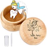 Tooth Fairy Box for Boys and Girls Wooden Baby Teeth Fairy Holder for Kids Tooth Storage and Saver Box Toothfairy Keepsake Organizer with Bottle and Tweezers for Lost Teeth Baby Shower Birthday Gift