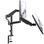 VIVO Dual Monitor Arm Mount for 17 to 32 inch Screens - Pneumatic Height Adjustment, Full Articulating Tilt, Swivel, Heavy Duty VESA Stand with Desk C-clamp and Grommet Option STAND-V002K