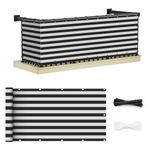 UIRWAY Privacy Screen Balcony Fence 3'x16.5', Garden Courtyard Privacy Fence Screen with Zip Ties UV Protection, for Animal Barriers, Decks, Patios, Outdoor Pools, Porches, Railings - Black White