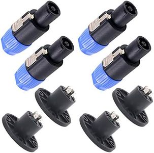 Swpeet 8 Pack Audio Speaker Plug Kit 4 Pole Speaker Plug Twist Lock Compatible with Jack Twist Lock 4 Pole Round Perfect for Neutrik Speakon NL4FC NL4FX NLT4X NL2FC NA4LJ NA4LJX NL4MP NL4MPR