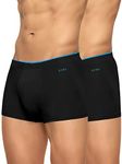 XYXX Men's Underwear Uno IntelliSoft Antimicrobial Micro Modal Trunk Pack of 2 (Black ; Black; L)