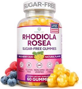 Sugar-Free Rhodiola Rosea Gummies (1500mg/Serving) Adaptogenic Rhodiola Rosea Supplement & Cortisol Blocker for Performance, Stamina, Mood & Motivation - Non-GMO, 60 Vegan Chews, No Capsules or Pills