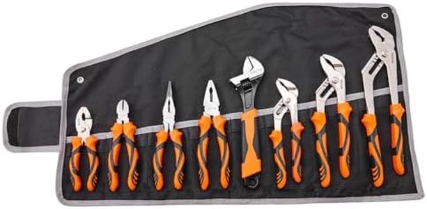 VEVOR 8-Piece Pliers Set, High Carbon Steel, 12"/10"/8" Groove Joint Pliers, 8" Linesman's Pliers, 6" Slip Joint Pliers, 8" Long Nose Pliers, 6" Diagonal Cutter, 10" Adjustable Wrench, and Tool Bag