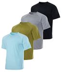 Real Essentials 4-Pack: Mens Short Sleeve Rash Guard Shirt Quick Dry UPF 50+ Sun Protection Swim (Available in Big & Tall), Set 1, Large