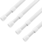 KXLife 4 Pcs Spring Tension Curtain Rod Adjustable 28 to 40 Inches, 5/8" Diameter, White, Expandable Spring Loaded Tension Rods For Window No Drilling