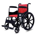 Everactiv by HCAH Everyday Economy Foldable Wheelchair with Safety Seat belt & Extra Soft Cushions, Weight Bearing Capacity 120 kg, Sturdy Frame and Easy Foldable Mechanism | Red Color