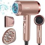 1800W Ionic Hairdryer for Women, CONFU Professional Powerful Travel Blow Hairdryer with Diffuser & Concentrator, 3 Heat Settings, Fast Drying Dryer Blow with Adjustable Speed Warm & Cool Wind