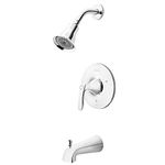 Pfister Weller Polished Chrome Shower Faucet Set with 5-Setting Shower Head/Showerhead and Bathtub Faucet/Tub Spout, Single-Handle Tub & Shower Trim Kit, 3-Hole, Transitional Bathroom Décor