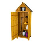 Airwave Outdoor Bideford Wooden Garden Tool Cabinet Shed, 3 Alternate Storage Spaces, Storage for Tools and Equipment, Wooden Latch