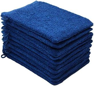 NatureMark Pack of 10 Terry Cloth Wash Mitts 100% Cotton Royal Blue 15 x 21 cm