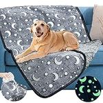 Waterproof Pet Dog Blanket, 47”x55“ Pee Urine Proof Dog Blanket Cover for Couch Bed, Small Medium Dogs，Double-Layer Warm Blanket for Dogs and Cats on Sofa, Glow in The Dark