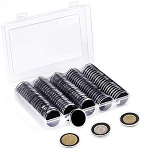 SPLF 100 Pieces 30mm Coin Capsules and 5 Sizes (17/20/25/27/30mm) Protect Gasket Coin Holder Case with Plastic Storage Organizer Box for Coin Collection Supplies