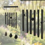 Amazon Basics Premium Aluminium Wind Chimes for Home, Balcony & Garden |Soothing Melodic Sound | Decorative Hanging Gift | Color: Black | Material: Aluminum | Size: 62L x 20 W x 5.5H cms