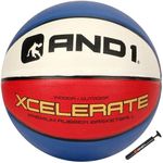 AND1 Xcelerate Rubber Basketball: Official Regulation Size 7 (29.5 inches) - Deep Channel Construction Streetball, Made for Indoor Outdoor Basketball Games