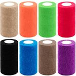 BQTQ 8 Rolls Cohesive Bandage 4 Inch Self Adherent Sport Wrap Tape Stretch Bandage Wrap Athletic Tape for Human and Animals Ankle Sprains Swelling, 8 Colours