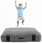 Givjoy Crash Pad for Kids Sensory Room, Extra Thick Foam Crash Mat with Washable Removable Cover, Non-Slip Play Mat with Handle for Calming Corner, Gym, Play Room, Living Room (Plush Grey,60"x60")