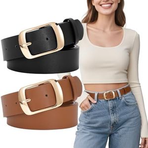 SUOSDEY Fashion Womens Leather Belt, Soft Leather Waist Belt with Pin Buckle for Jeans Pants,width 1.3"