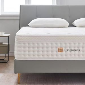 Hiepunos Matelas 140x200 cm, Épaisseur 26cm, Matelas à Ressorts Ensachés et à Mémoire de Forme, Hybride Matelas, 7 Zones de Confort, H3 Moyenne Ferme, Soutien Parfait, Respirant, (Blanc)