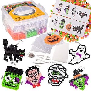 3000 Pc Halloween Monster Fuse Bead Kit w 8 Keychains w Case-Ghost, Witch, Vampire-Spooky Ornaments & Decorations -Kids DIY Bulk Craft Toy Gift -Indoor Halloween Haunted House Birthday Party Activity